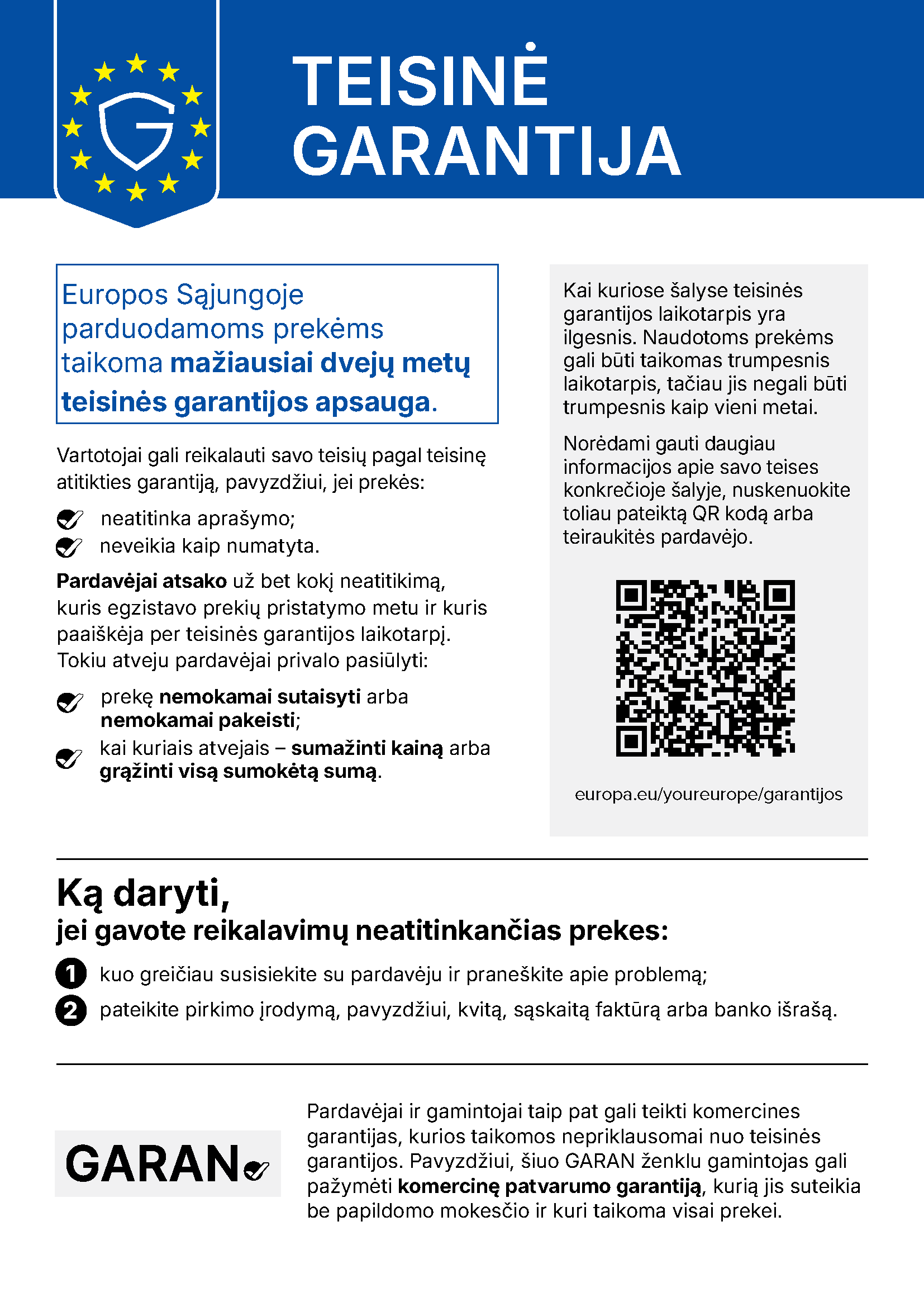 Legal guarantee notice